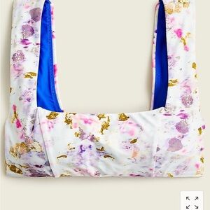 NWT J Crew Watercolor Floral Print Bikini Top